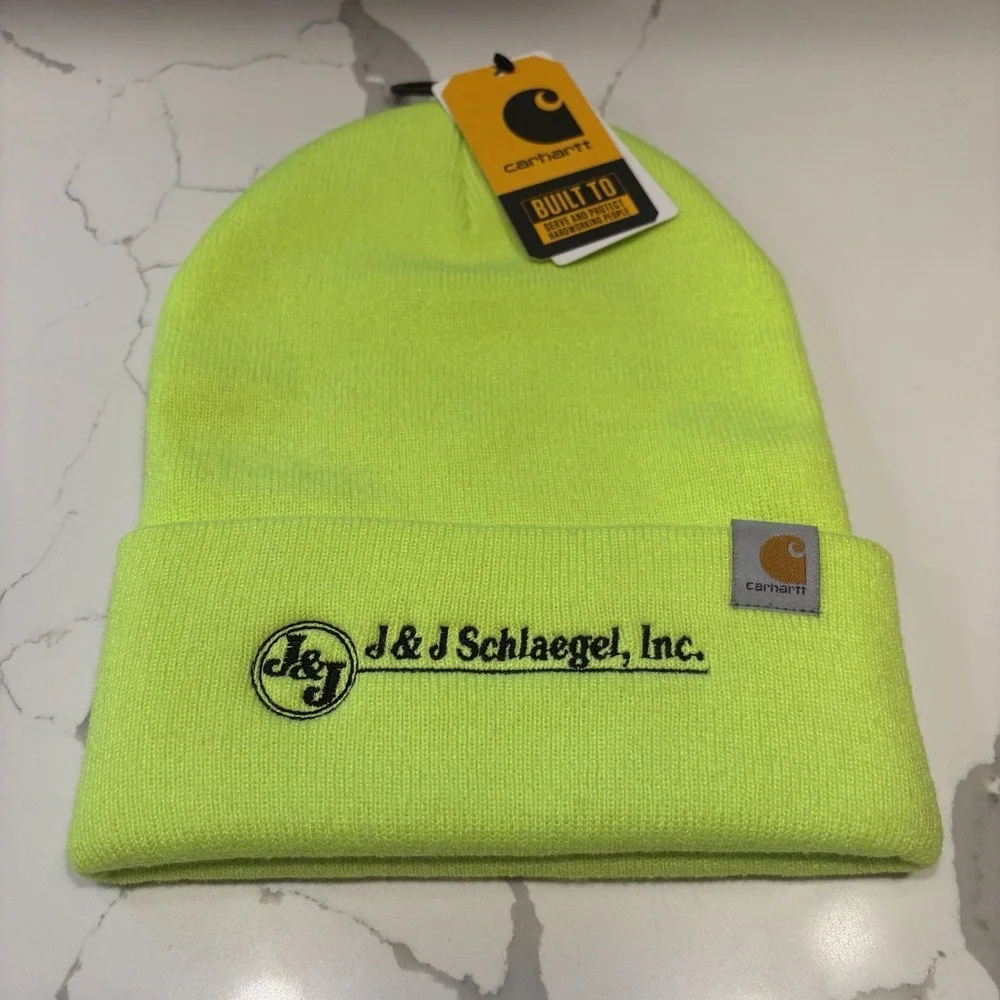 New Carhartt Knit Cuffed Beanie Bright Lime Green‎ Embroidered AK4597-M